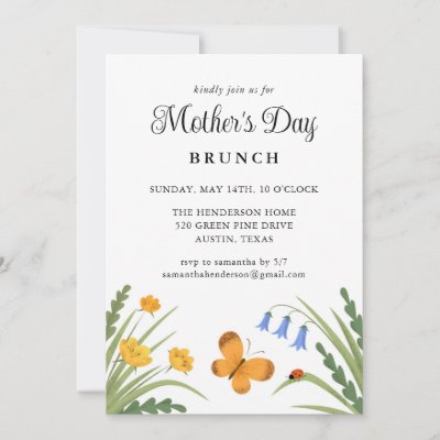 Mother's Day Brunch Floral Ladybug Butterfly