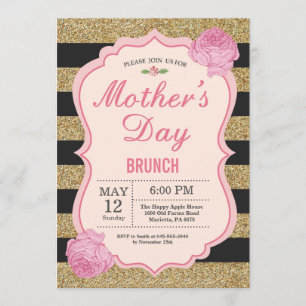 Mothers Day Brunch Invitation Pink Floral Flower