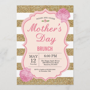 Mothers Day Brunch Invitation Pink Floral Flower