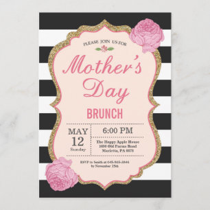 Mothers Day Brunch Invitation Pink Floral Flower
