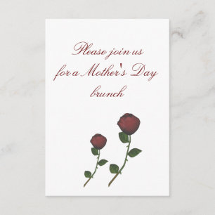 "Mother's Day Brunch" - Long-stemmed Red Rose Duo  Invitation