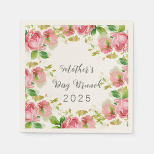  Mother's Day   Brunch  - pink  roses  Napkin