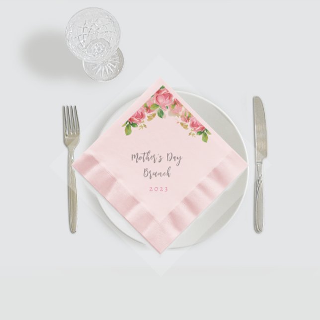 Mother's Day   Brunch  - pink  roses -pink Napkin (Creator Uploaded)