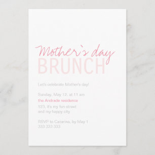 Mothers Day Brunch Pink White Fully Customizable Invitation