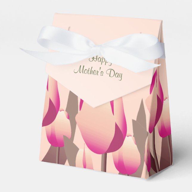 Mothers Day Brunch Spring Pink Tulips Party Favour Favor Box (Front Side)