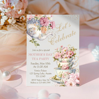 Mother's Day Brunch Tea Party Floral Invitation