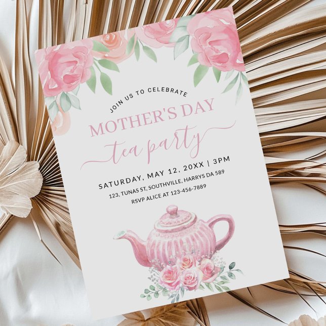 Mother's Day Brunch Tea Party Floral Watercolor Invitation (Creator Uploaded)