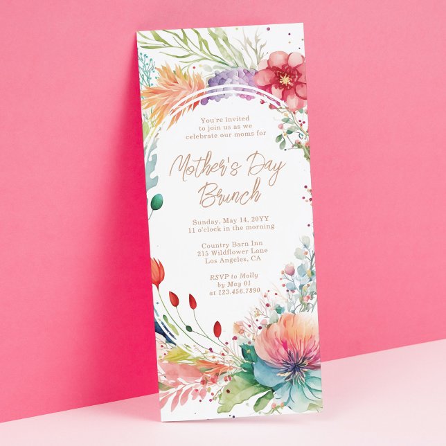 Mother's Day Brunch Watercolor Wildflowers Floral Invitation (Creator Uploaded)