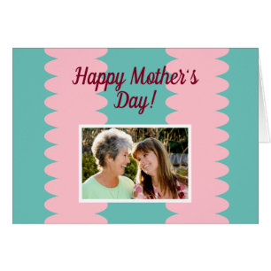 Mother's Day, bubblegum pink & teal, photo card