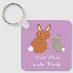 Mothers Day Bunnies Custom Best Mom Keychain
