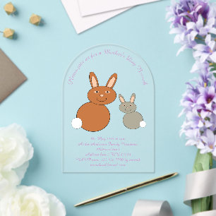 Mothers Day Bunnies Custom Brunch Acrylic Invitations