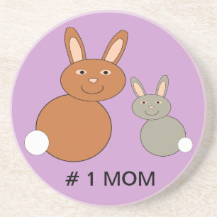 Mothers Day Bunnies Custom Number 1 Mom Coasters