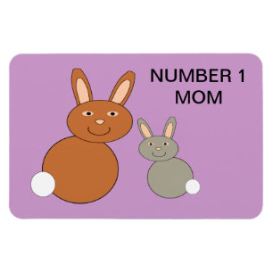 Mothers Day Bunnies Custom Number 1 Mom Magnet