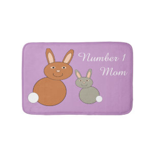 Mothers Day Bunnies Personalized Bath Mat