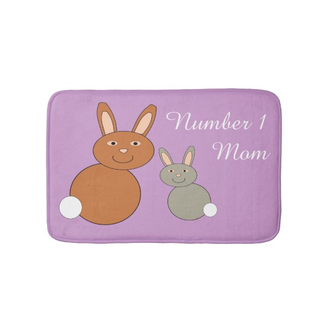 Mothers Day Bunnies Personalized Bath Mat (Front)