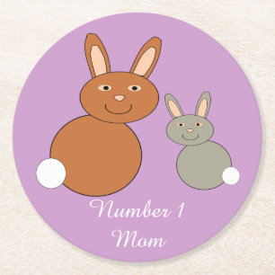Mothers Day Bunnies Personalized Paper Coasters