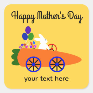 Mother's Day Bunny Carrot Car #2 Stickers