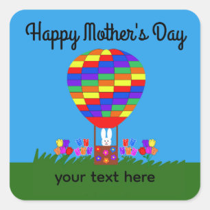 Mother's Day Bunny Hot Air Balloon #3 Stickers