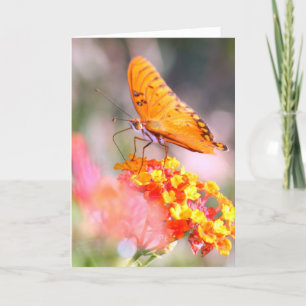 Mother's Day Butterfly pinks and yellow blooms Card