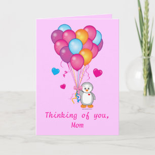 Mother's Day Card: Balloons, Hearts, and Penguin Card