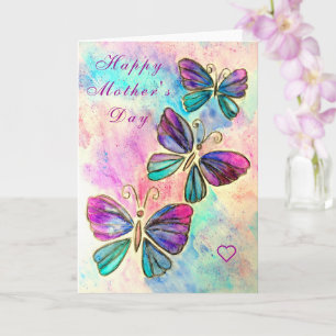 Mother's Day Card Colourful Butterflies Flying