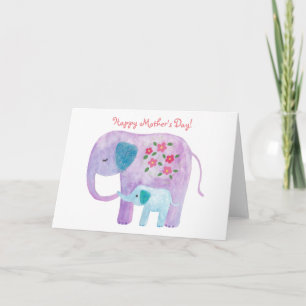 Mother's day Card Elephant Mom Baby Greeting Card