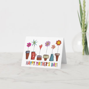 Mother's Day Card - Flowers in Plant Pots