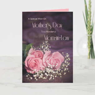Mother's day card for mom-in-law with pink roses