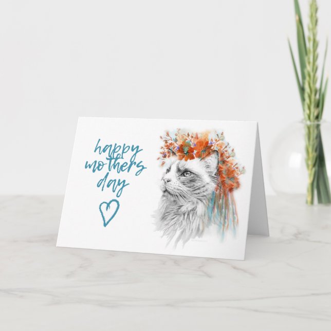 Mothers Day Card Persian Cat (Front)