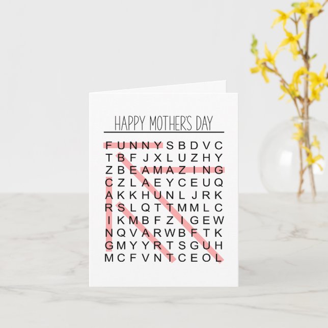Mothers Day Card | Positive Feel Good Crossword (Yellow Flower)
