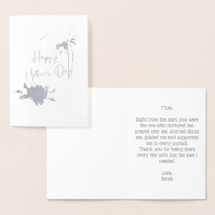 Mother's Day Card Silver Gold Foil Trendy Elegant