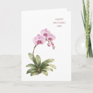 Mother's Day Card Watercolor Orchid Floral Elegant