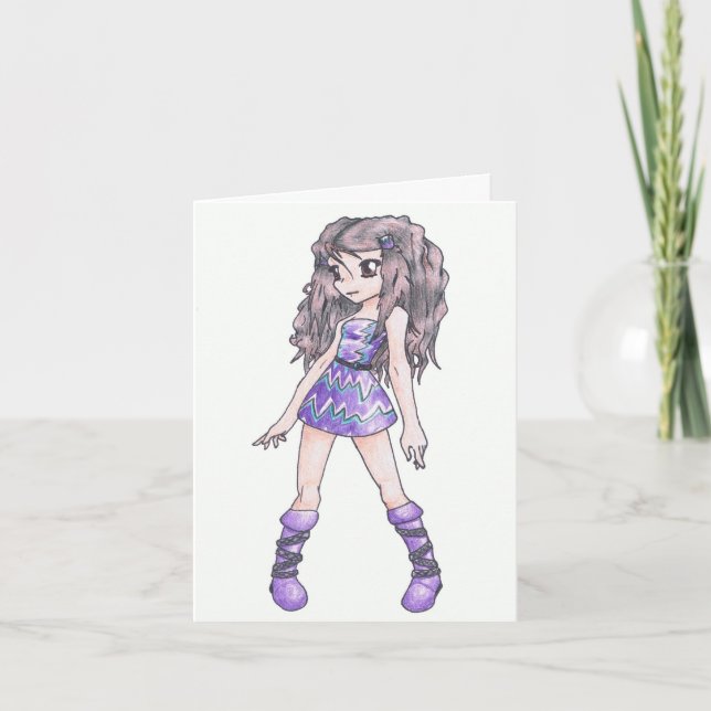 Mother's Day Card with Girl in Purple Dress (Front)