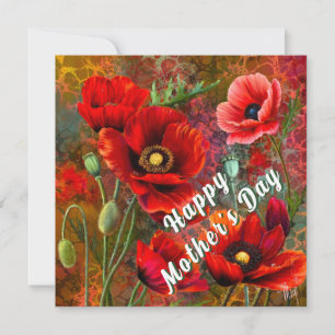 Mother's Day Card with Red Poppies