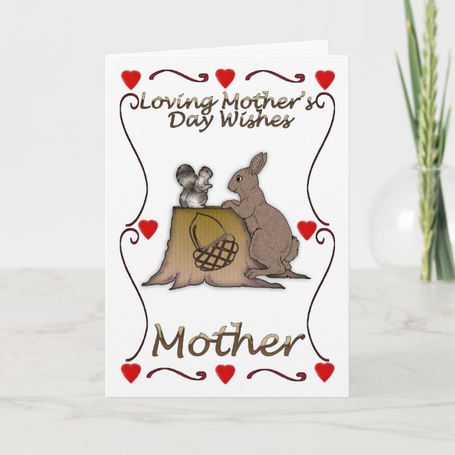Mother's Day card with squirrel and Rabbit (Front)