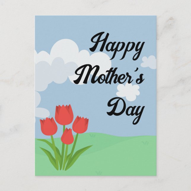 Mother's Day cartoon tulip colourful Postcard (Front)