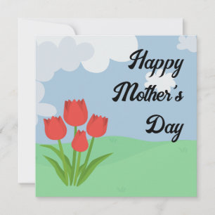 Mother's Day cartoon tulip colourful Thank You Card