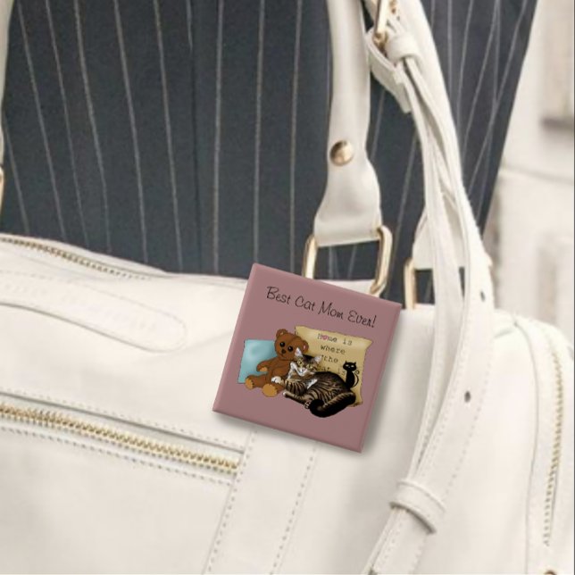 Mother's Day Cat 2 Inch Square Button (Creator Uploaded)