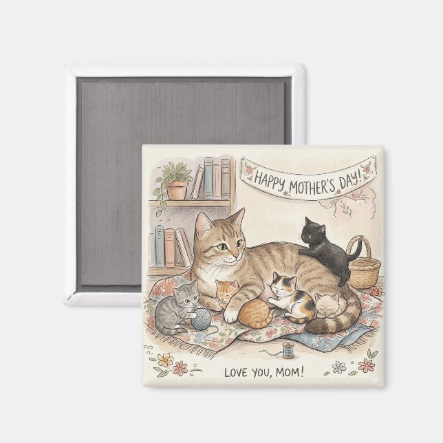 Mother's Day Cat and Kittens  Magnet (Front/Back)