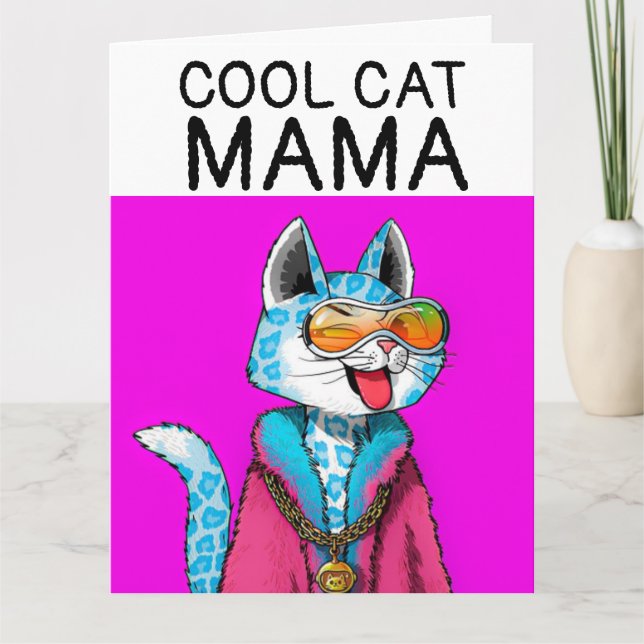 MOTHER'S DAY CAT COOL BIG GREETING CARD (Front)
