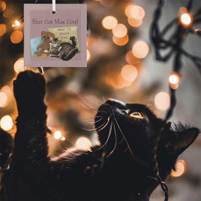 Mother's Day Cat Glass Ornament (Creator Uploaded)