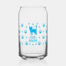 Mothers Day Cat Mom Can Glass