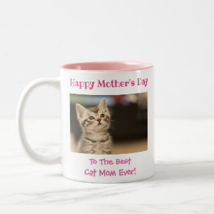 Mother's Day Cat Mom World's Best Ever Pet Photo Two-Tone Coffee Mug