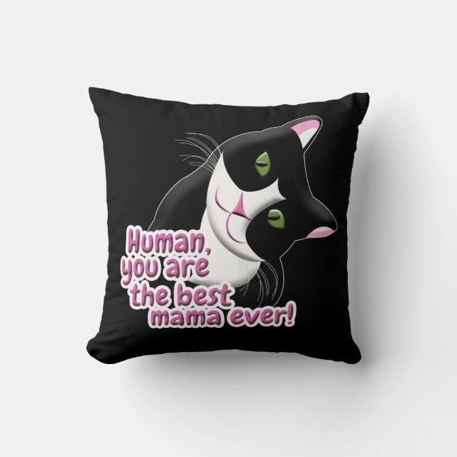 Mother's Day Cat Throw Pillow (Front)