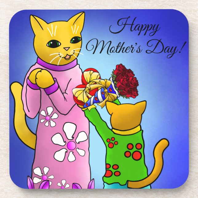 Mother's Day Cats Coaster (Front)
