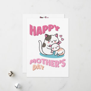 Mother's Day cats, kawaii style Mother's Day card