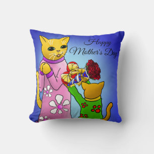 Mother's Day Cats Throw Pillow