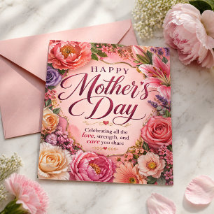 Mothers Day Celebrating Love Strength Care Floral Postcard