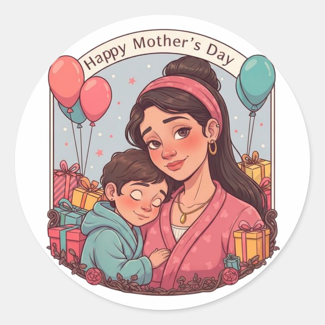 Mother's Day Celebration Classic Round Sticker (Front)