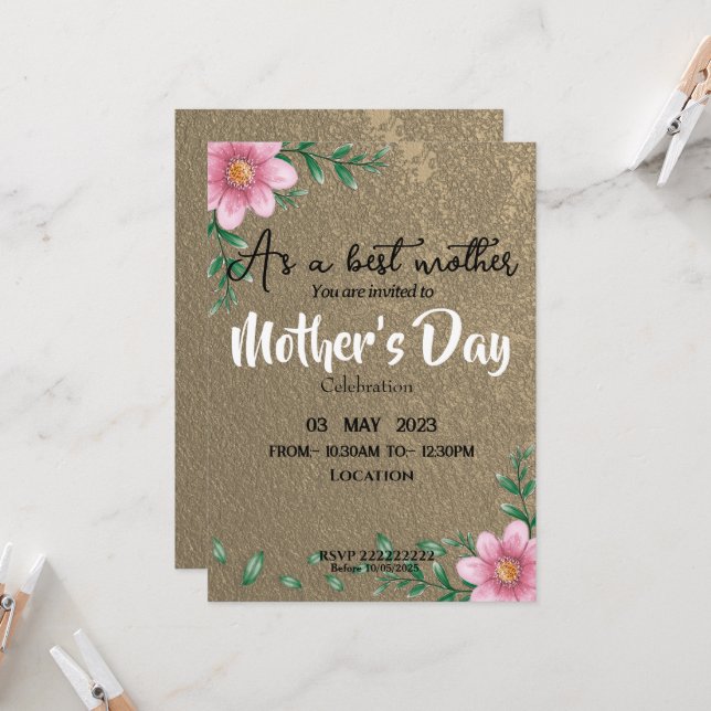 Mother's day celebration  invitation (Front/Back In Situ)